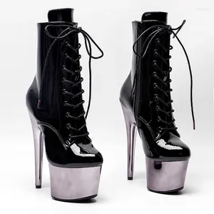 Dansschoenen Dames 17 CM/7 inches PU Bovenste Plating Platform Sexy Hoge Hakken Enkellaarsjes Pole 231