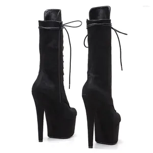 Dansschoenen Vrouwen 17 Cm/7 Inch Suede Bovenste Plating Platform Sexy Hoge Hakken Enkellaarsjes Pole 063