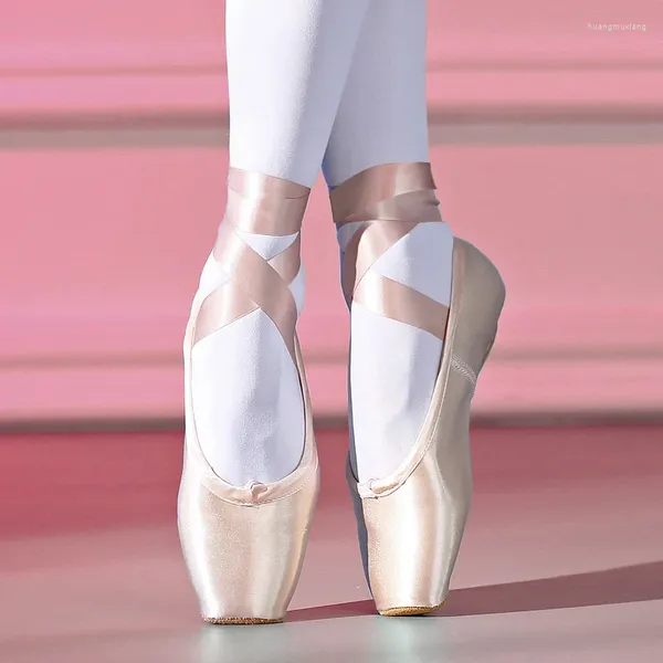 Dance Shoes Women Ballet Girls Pink Silk Ballerina Ribbons Pointe para niños Profesional
