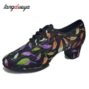 Chaussures de danse Femme Jazz salsa latin salle de bal d'entraînement pour chaussures dames filles softs sole tango bachata moderne danse femelle baskets