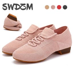 Dansschoenen vrouwen latin ballroom jazz tango Praktijk Training onderwijs dansschoenen vrouw dames meisjes Gebreide salsa platte schoenen 240228