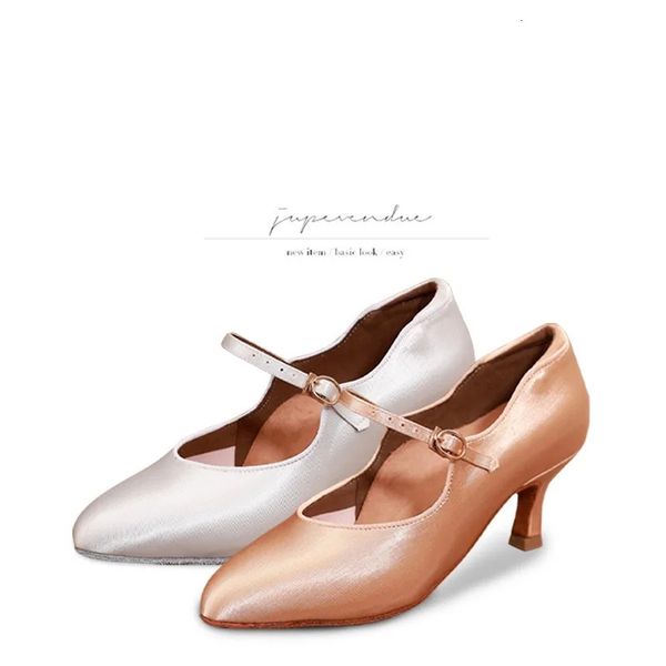 Zapatos de baile para mujer, zapatos de baile modernos, zapatillas estándar, zapatos de entrenamiento de satén con suela blanda, baile de salón, vals, tango, para mujer 231202