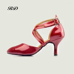 Chaussures de danse femme moderne dame latin chaussure de salle de bal à vache doux talon portable talon 4,5 cm bd 110 jazz 7.5