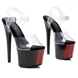 Chaussures de danse pour femmes, 17CM/7 pouces, plateforme plaquée supérieure en PVC, sandales à talons hauts Sexy, pôle 045