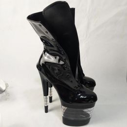 Chaussures de danse Bottes de moto pour femmes 20 cm CM SEXY STAGE MODE CRISTAL PINHEEL Stripe