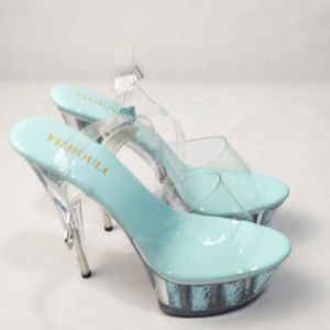 Dance Shoes Pole Dance para mujeres Danzando 15 cm Sandalias Sandalias Cristal transparente Glitter Boda