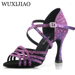 Zapatos de baile wuxi para mujeres litin latín de diseño único sandalias de diamantes de salsa