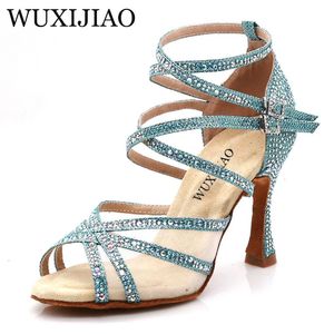 WUXIJIAO Dansschoenen Latijns-vrouw Salsa Zijde Satijn Dansschoenen Glitter Strass Professionele Dansschoenen Ballroom Zachte bodem 231101