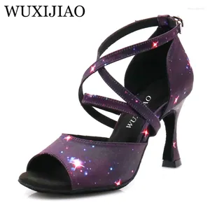 Chaussures de danse wuxijiao jazz violet starlight satin latin femmes salsa fille décontractée