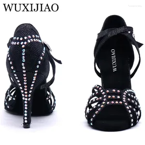 Chaussures de danse WUXIJIAO pour femmes latines, pour salle de bal, tissu Flash, Collocation, strass brillants, 5cm-10cm