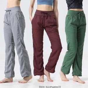 Dance Studio Lu Pantalon mi-hauteur pour femme, décontracté, slim, fitness, sport, yoga, corne, jambe large, design streetwear189p
