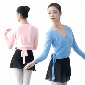 Pull de danse Veste Automne Hiver Adulte Ballet Pratique Vêtements Danse Yoga Gymnastique Extérieur Tricot Lg-manches Cardigan Chaud Top 60GU #