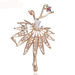 Danser Mooie Meisjes Mode Charmante Prinses Ballerina Broche Crystal Rhinestone Broches Pins Jurk Decoratie