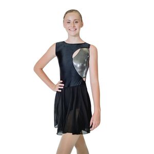 Danskeuzes Black Ice Skating Modern Jazz Dance Shiny Nylon Lycra Chiffon Ballet Leotard Dress Ladies Girls286Z