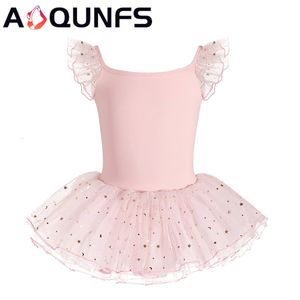 Dancewear AOQUNFS Girls Ballet Dress Kids Dance Leotard Children Tutu Skirts Gymnastics Ballet Leotards Cotton Costumes for Ballerina 230829