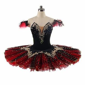 Dancewear Zwart Rood Professionele Tutu La Esmeralda Prestatie Ballet Tutu Platter Pannenkoek Tutu Jurk Meisjes Kinderen Ballerina Feestkostuum 231127