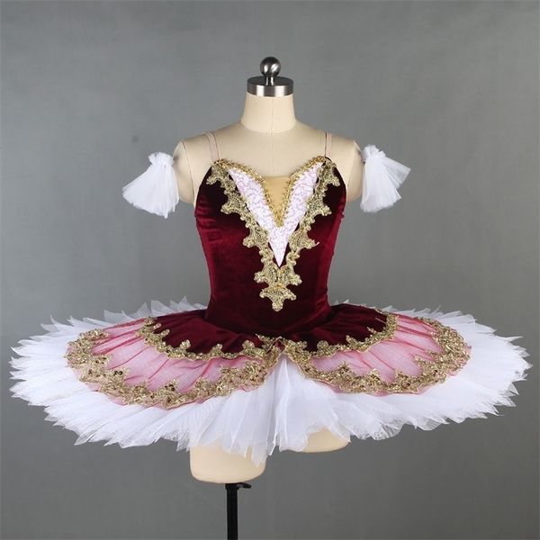 Ropa de baile para niños, tutú de ballet profesional para niñas, ropa de baile del lago de los cisnes rojos, vestido de patinaje artístico de bailarina de panqueque para adultos 221007