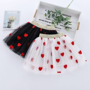 Dancewear Mignon Brodé Filles Maille Princesse Tutu Jupe D'été Chlid Mode Jupes Plissées Saint Valentin Fête Danse Vêtements 2 12T 230626