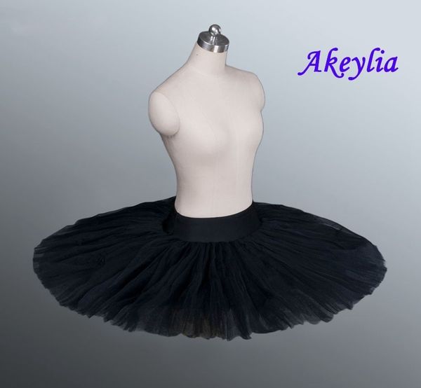 Dancewear Firm Tulle Black Professional Half Ballet Tutu Ballet profesional Tutus Pancake Practice Plato de ensayo Ballet Half Tutus 230520