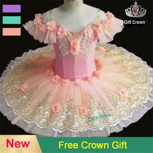 Dancewear Flower Girls Vestido de tutú de ballet profesional Niños adultos Mujeres Platter Pancake Swan Lake Bailarina Traje de baile de escenario 230520