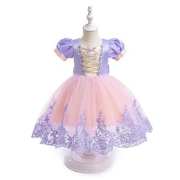 Dancewear FOCUSNORM 0 6 Jahre Prinzessin Kinder Mädchen Partykleid Kurze Puffärmel Spitze Tüll Mesh Patchwork Tutu mit Schleife 231110