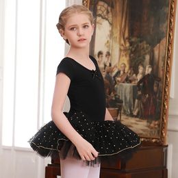 Ropa de baile Chica Bowtie Lace Tulle Tutu Faldas de malla Vestido de baile de ballet de manga corta Leotardo para niños - Perfecto para practicar rendimiento 231102