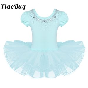 Dancewear filles à manches courtes Ballet danse Tutu robe enfants gymnastique justaucorps scène Performance Dancewear Costume 230520