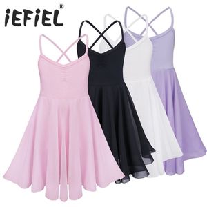 Dancewear Iefiel mouwloze kinderen kinderen dansen ballet tutu jurk meisjes tule tuard ballerina kleding 221007