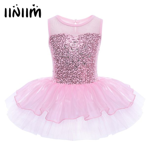 Dancewear iiniim Filles Ballerine Costume De Fête Paillettes Fleur Ballet Danse Robe Dancewear Gymnastique Justaucorps pour Enfants Ballet Tutu Robe 230520