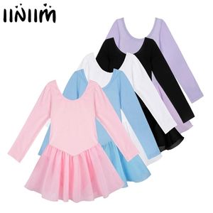 Dancewear Iiniim Kid Girls Lange Mouw Ballet Dance Tutu Tutu Dress Gymnastics Ballerina Dancing Performance Costumes Kleding 221007