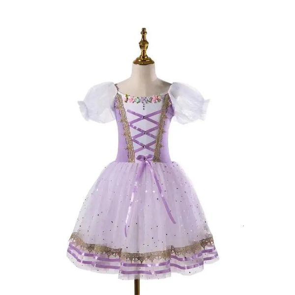 Vêtements de danse longue robe de Ballet Giselle violet professionnel Ballet Tutu classique ballerine robe Performance danse fille femmes robe de princesse 231124