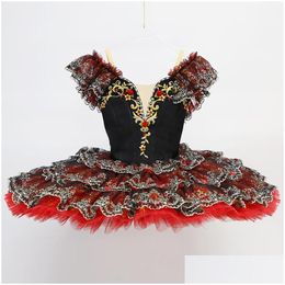 Ropa de baile Nuevo estilo para niños Negro Rojo Fábrica Desgaste Rodilla Vestido de hadas clásico Disfraces de ballet en Tutu Leotardo Entrega de gota verde Ba Dhi7J