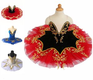 Vêtements de danse jupes de Ballet professionnelles Tutu jupe pour enfants noir et rouge Costumes de danse du ventre robe de broderie or 230407