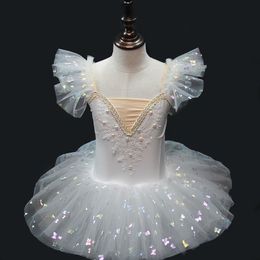 Dancewear Professionnel Ballet Tutu Filles Blanc Plateau Crêpe Tutu Ballerine Robe De Soirée Adulte Femmes Enfant Enfants Ballet Danse Costume 230829