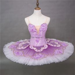 Ropa de baile profesional de alta calidad para niños y niñas, trajes de baile de Ballet, tutú de Ballet morado para competición 231124