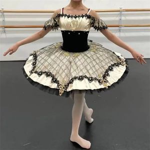 Dancewear Professionele Hoge Kwaliteit Vrouwen Volwassen Kinderen Meisjes Concurrentie Prestaties Slijtage Champagne Ballet Tutu Kostuums 231124