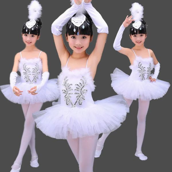 Dancewear Filles blanches professionnelles robes de Ballet du lac des cygnes Costumes de danse de ballerine pour enfants robe de danse Performance Tutu Dancewear 231127