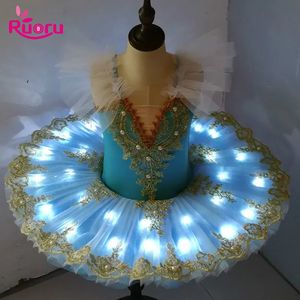 Dancewear Ruoru Tutu Ballet Led Light Swan Lake Ballerina Pancake Tutu Girl Women Adult Child Ballet Dress Kids Dance Costumes Tutu Led 231124