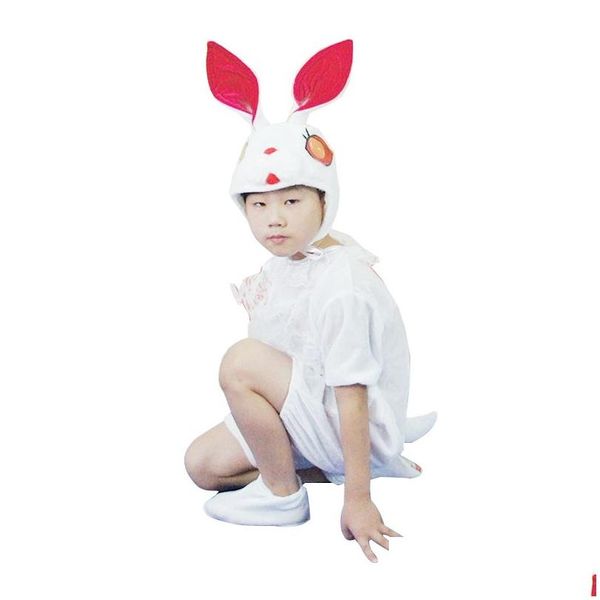 Dancewear Smart and Adorable Small Animals in Childrens joue des rabbits à oreilles rouges costumes de performance Drop Livil