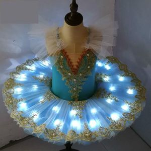 Little Girls' LED Tutu Ballet Skirt Light-Up Swan Lake Ballerina Dress with Pancake Tutu for Toddler to Teen, Sizes 90-170cm