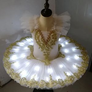 Dancewear Tutu Ballet Led Licht Zwanenmeer Ballerina Pannenkoek Tutu Meisje Vrouwen Volwassen Kind Ballet Jurk Kinderen Danskostuums Tutu Led 231102