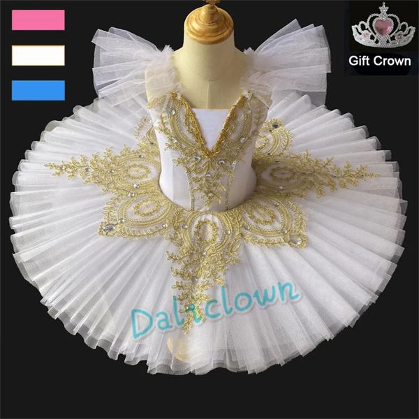 Vêtements de danse Blanc Swan Lake Professionnel Ballet Tutu Fille Bleu Rose Plateau Crêpe Tutu Tulle Princesse Ballerine Robe Ballet Danse Costume 231124