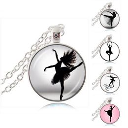 Dansende Ballerina Danser Ketting Ballet Dans Meisje Po Hanger Cabochon Dome Mode-sieraden voor Vrouw Trui Chain Necklace2860