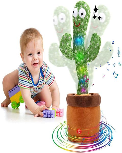 Dancing Cactus 120 chansons nouveauté jeux haut-parleur parlant voix répétition Wriggle danse chanter jouet parler peluche jouets en peluche pour bébé Adu5398795