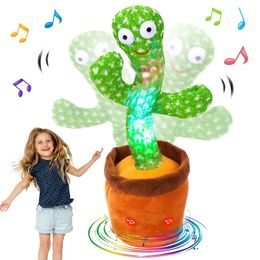 Dancing Cactus 120 Song Speaker Talking USB Battery Voice Herhaal pluche Cactu Dancer Toy Talk PLUSHIE GEBOUWD TOETS VOOR KINDEREN Geschenk 240515