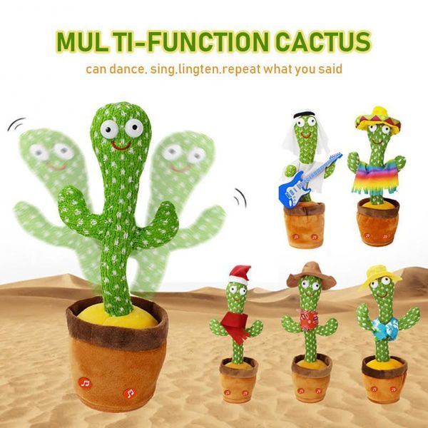 Danse Cactus bébé apprendre à parler jouet 120 arabe anglais espagnol chansons USB torsion parler enfant en peluche drôle cadeau 220531