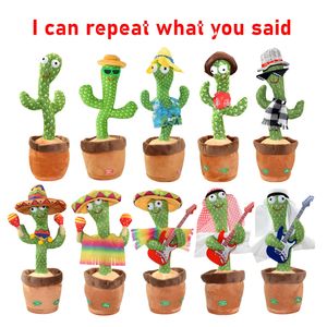 Danse Cactus Répéter Parler Jouet Électronique En Peluche Jouets Peut Chanter Enregistrer Alléger Batterie USB Charge Début Eon Drôle Cadeau 220418