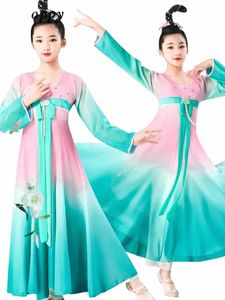 dansen Dr Girls' Fan Dance Elegante Chinese Stijl Han en Tang Klassieke Danskostuum voor kinderen N9Pk #