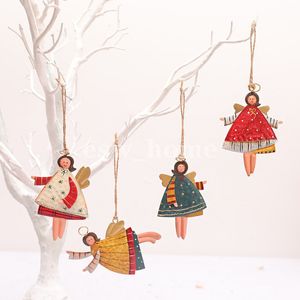 Dancing Metal Angels Decor Christmas Hanging Ornaments Hangers voor Xmas Tree Home Party Decorations Flying Gift Tags