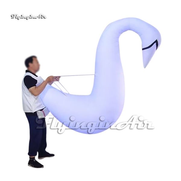 Fiesta de baile Perofrmance Walking Disfraz de cisne inflable 2 m Blow Up Animal Traje de mascota Globo de cisne blanco para club Carnaval Desfile Show